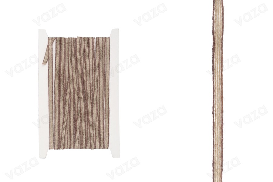 Tresse décorative au crochet en toile de jute bicolore beige-brun de 7 mm de large (10 mètres par pièce)-εικόνα_προϊοντική