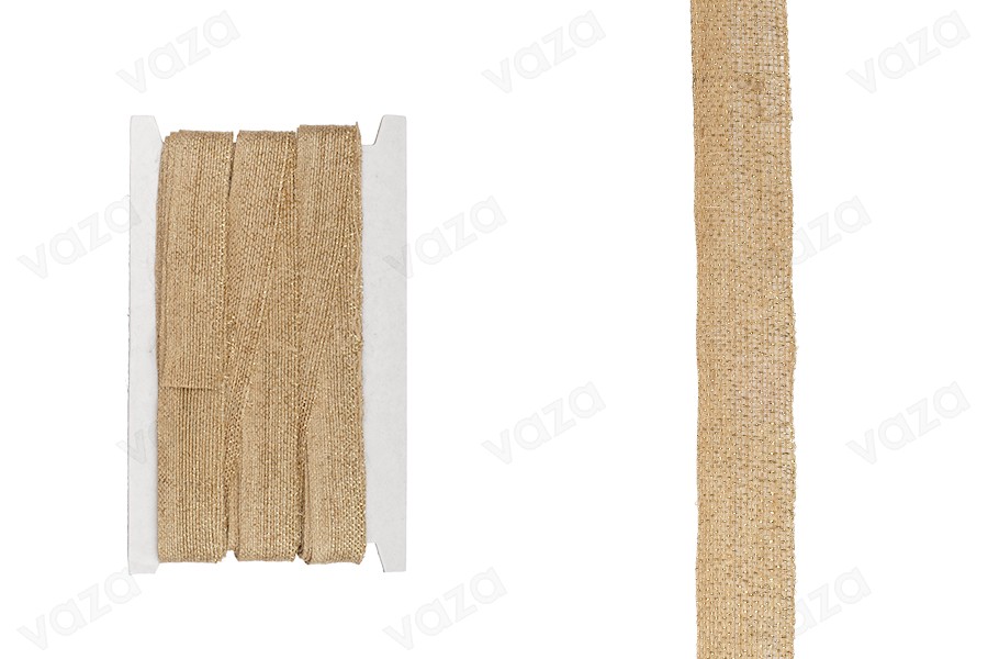 Shirit dekorativ gro nga pëlhurë liri me endje ngjyrë ari dhe gjerësi 23 mm (10 metra/copa). Shirit dekorativ gro nga pëlhurë liri me endje ngjyrë ari dhe gjerësi 23 mm (10 metra/copa). -imazh_produkt
