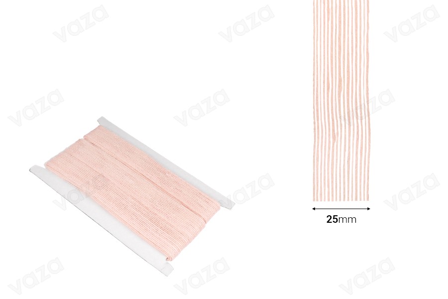 Shirit dekorativ prej jute ngjyrë rozë, gjerësi 25mm (10 metra/copa) Shirit dekorativ prej jute ngjyrë rozë, gjerësi 25mm (10 metra/copa)-imazh_dimensione
