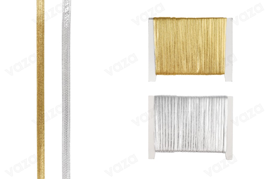 Decorative flat cord with metallic threads, 3,5 mm wide (one piece is 10 meters long) Decorative flat cord with metallic threads, 3,5 mm wide (one piece is 10 meters long)-image_product
