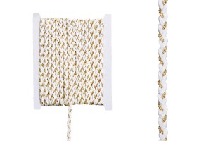 Tresse décorative en blanc suede et chaîne en métal doré d’une largeur de  6 mm (10 mètres par pièce)-εικόνα_προϊοντική