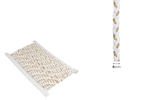 Tresse décorative en blanc suede et chaîne en métal doré d’une largeur de  6 mm (10 mètres par pièce)-εικόνα_διαστάσεις