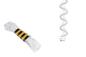 Treccia zig zag bicolore con filo metallico, larghezza 5 mm - Venduta singolarmente (matassa di filo) di 13,70 metri.-εικόνα_διαστάσεις