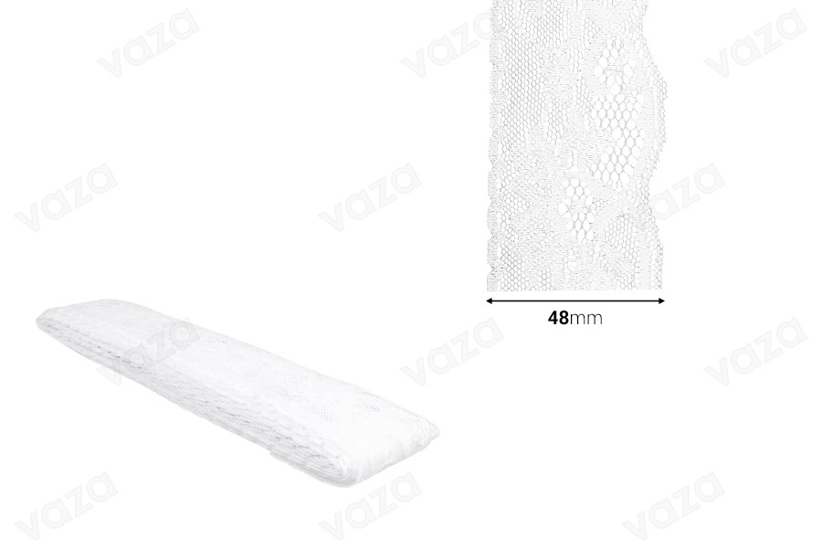 Soft nylon lace trim, width 48 mm - length 10 mm each piece Soft nylon lace trim, width 48 mm - length 10 mm each piece-image_dimensions
