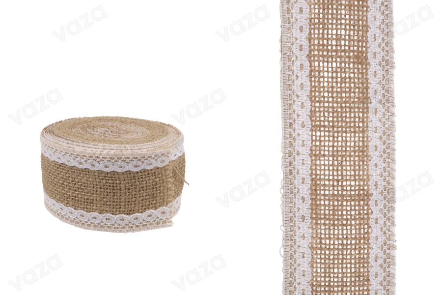 Shirit jute me dy dantella të bardha - gjerësi 50 mm, 5 m/copa Shirit jute me dy dantella të bardha - gjerësi 50 mm, 5 m/copa-εικόνα_προϊοντική