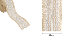 Tresse de jute avec dentelle blanche d'une largeur de 65 mm, 5 mètres par pièce-photo_dimensions