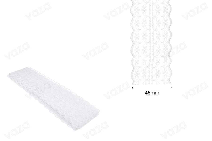 Polyester double edge lace trim, width 45 mm - length 10 mm each piece-εικόνα_διαστάσεις