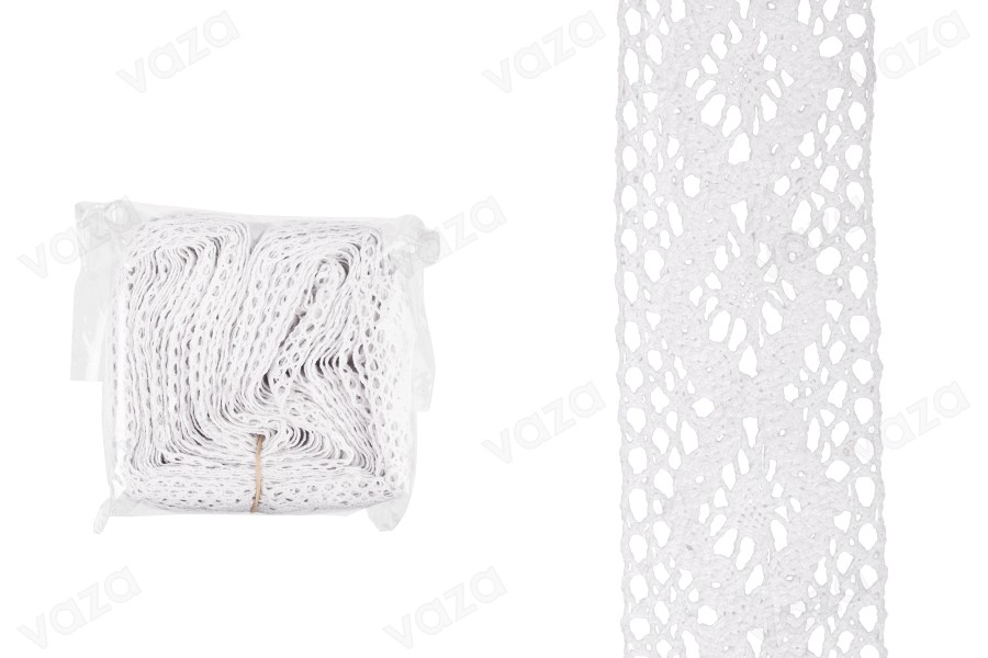 Cotton bobbin white lace trim, width 45 mm - length 10 meters each piece Cotton bobbin white lace trim, width 45 mm - length 10 meters each piece-image_product