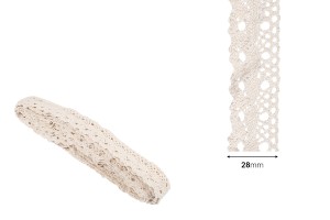 Dentelle en coton de couleur écru et d’une largeur de 28 mm - 10 mètres par pièce-εικόνα_διαστάσεις