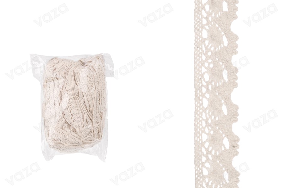 Dentelle en coton de couleur écru et d’une largeur de 28 mm - 10 mètres par pièce Dentelle en coton de couleur écru et d’une largeur de 28 mm - 10 mètres par pièce-εικόνα_προϊοντική