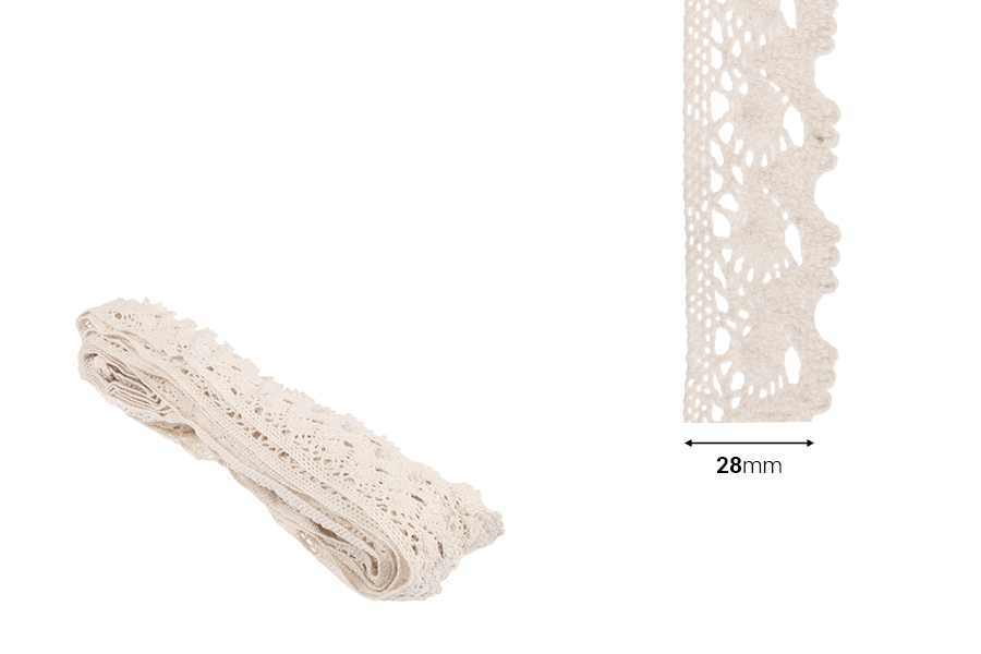 Δαντέλα κοπανέλι βαμβακερή εκρού πλάτος 28 mm - 10 μέτρα το τεμάχιο Δαντέλα κοπανέλι βαμβακερή εκρού πλάτος 28 mm - 10 μέτρα το τεμάχιο-εικόνα_διαστάσεις