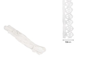 Dentelle au crochet en coton fine de couleur blanc cassé et d’une largeur de 13 mm - 10 mètres par pièce-photo_dimensions