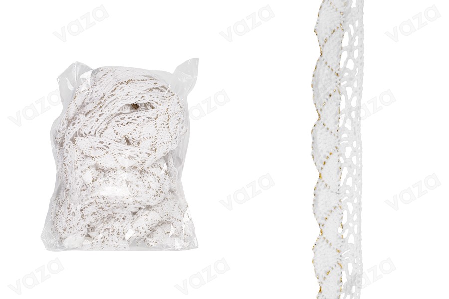 Spitzenband aus Baumwolle mit metallischem Faden Breite 18 mm - 10 Meter je Stück Spitzenband aus Baumwolle mit metallischem Faden Breite 18 mm - 10 Meter je Stück-εικόνα_προϊοντική