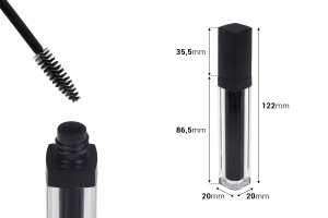 Bottiglietta con pennello per mascara da 10 ml con tappo nero - 6 pezzi.-εικόνα_διαστάσεις