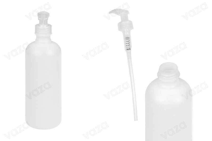 Semi-transparent 500ml round plastic shampoo bottle with pump Semi-transparent 500ml round plastic shampoo bottle with pump-image_product
