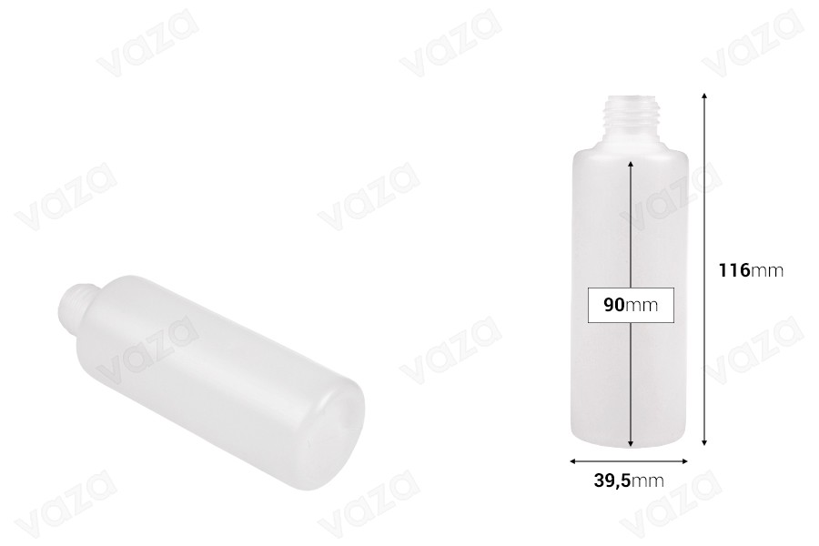 Flacon de 100 ml en plastique translucide PP 20 Flacon de 100 ml en plastique translucide PP 20-photo_dimensions