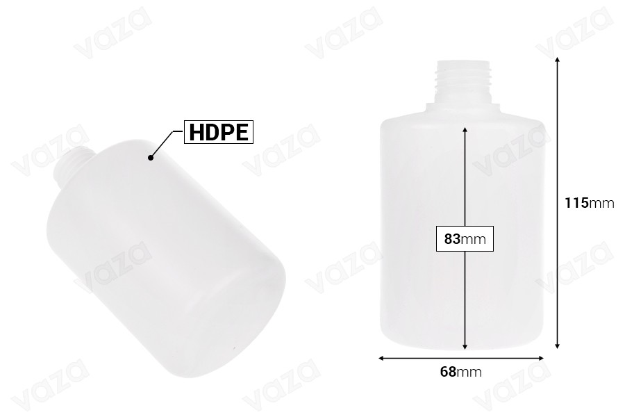300 ml Plastikflasche, durchscheinend (PP24)-bildabmessungen