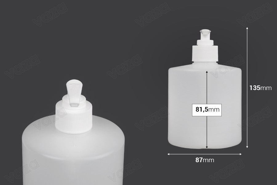 Bottiglia di plastica da 500 ml con pompetta da 28/410 per disinfettante e altri prodotti per la cura personale. Bottiglia di plastica da 500 ml con pompetta da 28/410 per disinfettante e altri prodotti per la cura personale.-dimensioni_immagine