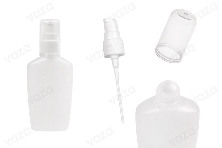 60ml oval-shaped plastic bottle with pump and cap for hand-sanitizers or cosmetic cleansing products. 60ml oval-shaped plastic bottle with pump and cap for hand-sanitizers or cosmetic cleansing products.-image_product