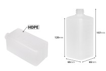 Μπουκάλι πλαστικό 500 ml τετράγωνο, ημιδιάφανο (PP28) -εικόνα_διαστάσεις