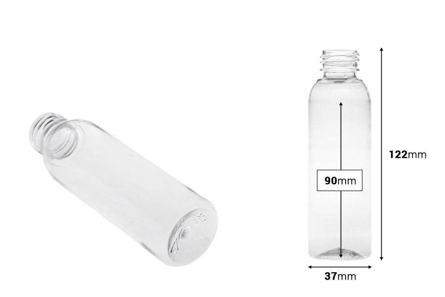 Flasche 100 ml transparenter Kunststoff (24/410) -12 Stck-bildabmessungen