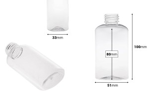 PET-Flasche 100 ml transparent (24/410) - 12 Stück-εικόνα_διαστάσεις