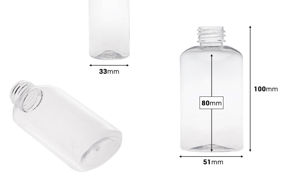 100ml hand sanitizer PET bottle with 24/410 finish - available in a package with 12 pcs-image_dimensions
