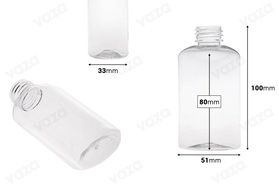 Bottiglietta in PET da 100 ml trasparente (24/410) -12 pz-dimensioni_immagine