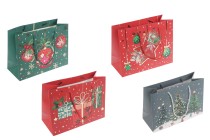 Sac cadeau de Noël en papier 230 x 100 x 180 mm avec ruban pour poignée - 12 pièces-photo_produit