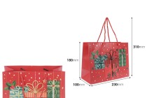 Sac cadeau de Noël en papier 230 x 100 x 180 mm avec ruban pour poignée - 12 pièces-photo_dimensions