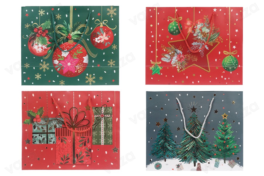 Weihnachts-Geschenktüten aus Papier 310x120x250 mm mit Band zum Henkel - 12 Stück Mix aus Motiven und Farben Weihnachts-Geschenktüten aus Papier 310x120x250 mm mit Band zum Henkel - 12 Stück Mix aus Motiven und Farben-εικόνα_σύνθεση