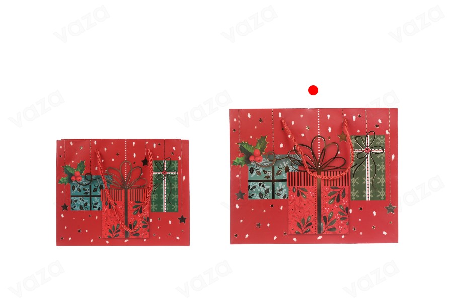 Sac cadeau de Noël en papier 310x120x250 mm avec ruban pour poignée - 12 pièces mélange de motifs et de couleurs Sac cadeau de Noël en papier 310x120x250 mm avec ruban pour poignée - 12 pièces mélange de motifs et de couleurs-εικόνα_σύνθεση