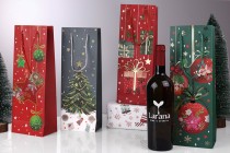 Weihnachtspapiertüte für Weinflasche 125x80x360 mm - 12 Stück Mix aus Designs und Farben-bildgruppe