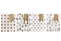 Sacchetti regalo natalizi in carta bianca 180x100x230 mm con motivi dorati e cordino - 12 pezzi con design assortiti Sacchetti regalo natalizi in carta bianca 180x100x230 mm con motivi dorati e cordino - 12 pezzi con design assortiti-gruppo_immagini