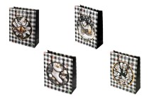 Weihnachtliche Geschenktüten aus Papier, weiß-schwarz, 260 x 100 x 320 mm, mit Weihnachtsmotiven und schwarzer Kordel – 12 Stück, verschiedene Designs Weihnachtliche Geschenktüten aus Papier, weiß-schwarz, 260 x 100 x 320 mm, mit Weihnachtsmotiven und schwarzer Kordel – 12 Stück, verschiedene Designs-produktbild