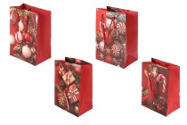 Christmas paper red gift bag 180x100x230mm with festive designs and red string - 12 pcs mix designs Christmas paper red gift bag 180x100x230mm with festive designs and red string - 12 pcs mix designs-image_product