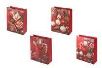 Sac cadeau de Noël en papier rouge, 260 x 100 x 320 mm, avec motifs festifs et cordon rouge - 12 pièces de motifs variés Sac cadeau de Noël en papier rouge, 260 x 100 x 320 mm, avec motifs festifs et cordon rouge - 12 pièces de motifs variés-photo_produit