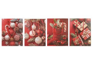 Weihnachtsgeschenktüten aus rotem Papier, 260 x 100 x 320 mm, mit festlichen Motiven und roter Kordel – 12 Stück, verschiedene Designs-bildgruppe
