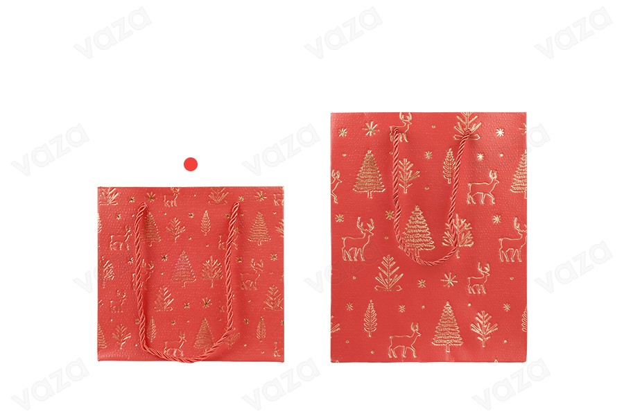 Sacchetti regalo natalizi in carta 150x70x140 mm con cordino per manico - 12 pezzi colori assortiti Sacchetti regalo natalizi in carta 150x70x140 mm con cordino per manico - 12 pezzi colori assortiti-gruppo_immagini