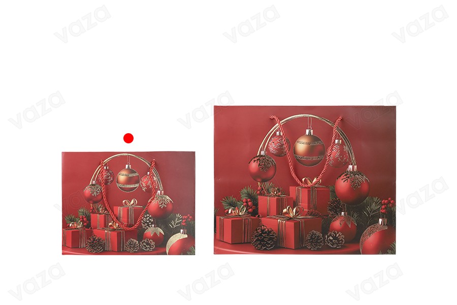 Weihnachtliche Geschenktüten aus Papier, 230 x 100 x 180 mm, mit festlichen Motiven und roter Kordel – 12 Stück, verschiedene Designs-bildgruppe