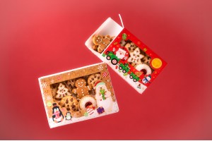 Boîtes de Noël en papier 200 x 60 x 150 mm avec fenêtre transparente pour biscuits et bonbons - 12 pièces, motifs assortis-photo_dimensions