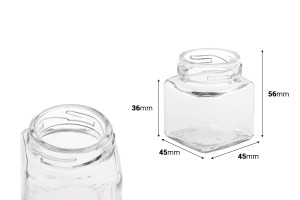Pot carré de 50ml  56 x 45 mm en verre sans couvercle-εικόνα_διαστάσεις