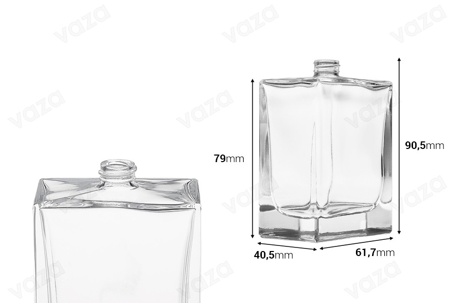 Γυάλινη φιάλη αρωμάτων πολυτελείας 100 ml σε ορθογώνιο σχήμα με στόμιο 15/400 Γυάλινη φιάλη αρωμάτων πολυτελείας 100 ml σε ορθογώνιο σχήμα με στόμιο 15/400-εικόνα_διαστάσεις