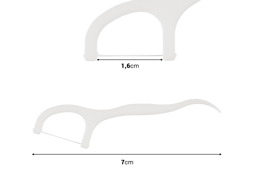 Stuzzicadenti con filo interdentale e manico 7 cm - confezione da 360 (12 scatole da 30 pezzi)-dimensioni_immagine
