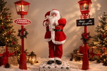 Dancing Santa Claus with hand lamp, moving figure holiday decoration with music - height 1 meter Dancing Santa Claus with hand lamp, moving figure holiday decoration with music - height 1 meter-image_group