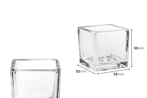 Verre à bougie en verre de forme carrée  aux dimensions 52 x 50 mm-εικόνα_διαστάσεις