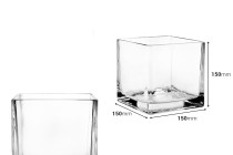 Verre à bougie en verre et en forme carrée aux dimensions 150 x 150 mm Verre à bougie en verre et en forme carrée aux dimensions 150 x 150 mm-photo_dimensions
