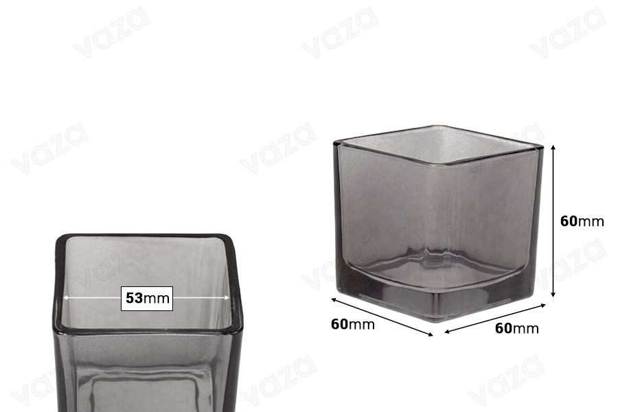 Vazo qelqi dekorative katrore 60x60 mm në ngjyra të ndryshme Vazo qelqi dekorative katrore 60x60 mm në ngjyra të ndryshme-imazh_dimensione