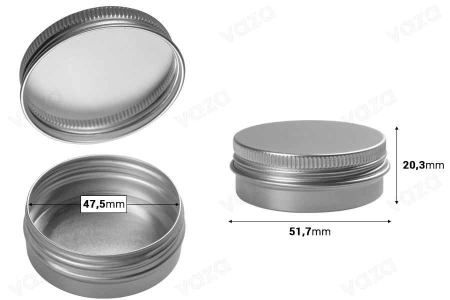 Vasetto in alluminio da 30 ml in diversi colori con sigillo all’interno del tappo – 12 pz-dimensioni_immagine