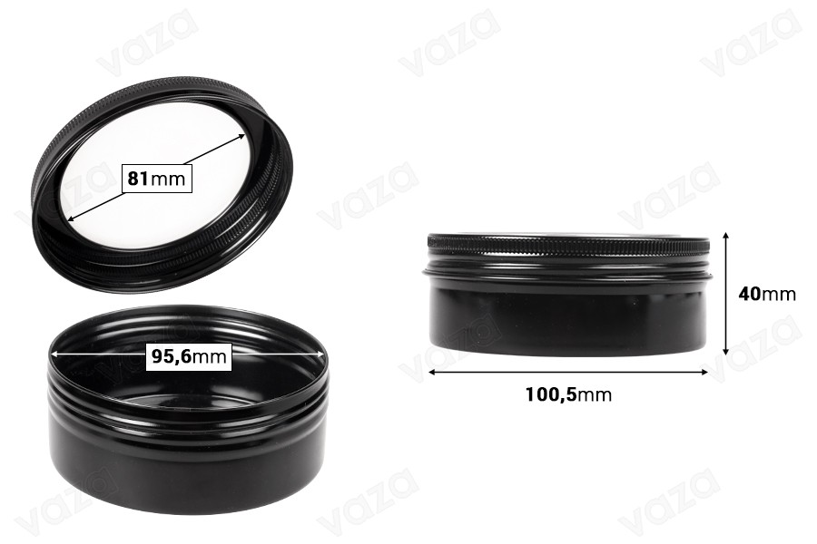 Βάζο αλουμινίου 250 ml με παράθυρο στο καπάκι - 12 τμχ Βάζο αλουμινίου 250 ml με παράθυρο στο καπάκι - 12 τμχ-εικόνα_διαστάσεις